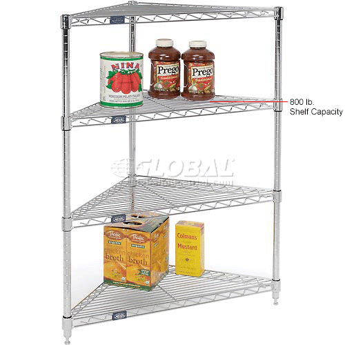 Wire Shelving Chrome Nexel® Chrome Corner Wire Shelving 32"W x 24"D