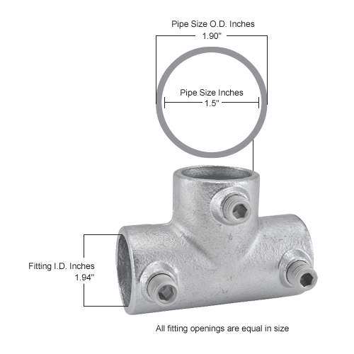 Global Industrial™ Pipe Fitting 90 Degree Three Socket Tee 11/2" Dia