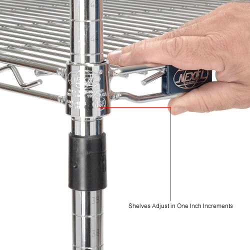 Nexel® Chrome, 4 Tier, Wire Shelving Starter Unit, 48"W X 24"D X 74"H