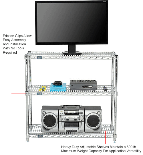  Nexel - 36 x 14 (3) Shelf Media Stand - Chrome
																			