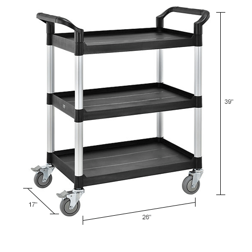 Global Industrial™ Service Cart w/3 Shelves, 550 lb. Capacity, 26"L x