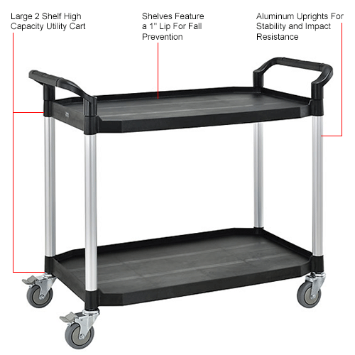 Global Industrial™ Service Cart w/2 Shelves, 440 lb. Capacity, 36"L x