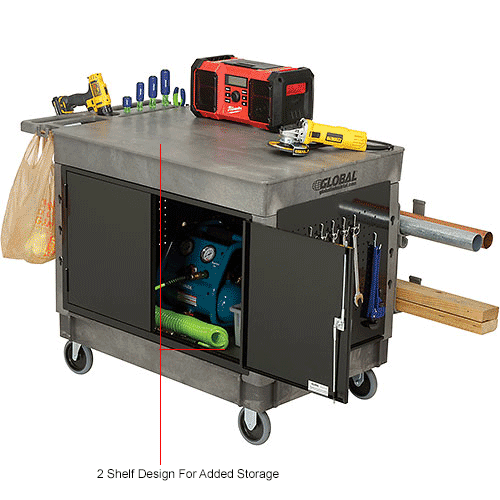  Large Flat Top Shelf Maintenance Cart with 5" Rubber Casters
																			