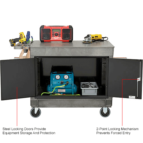  Large Flat Top Shelf Maintenance Cart with 5" Rubber Casters
																			