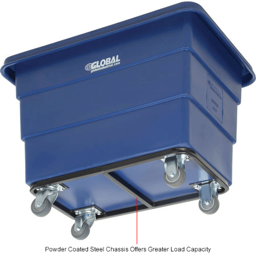 Global Industrial™ Plastic Bulk Box Truck, 6 Bushel, Steel Chassis Base, Blue