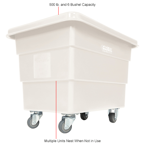 Global Industrial™ Plastic Bulk Box Truck, 6 Bushel, direct mount base