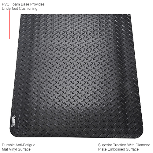 Mats & Runners Anti Fatigue Global Industrial™ Diamond Plate Ergonomic Mat 15/16" Thick 48