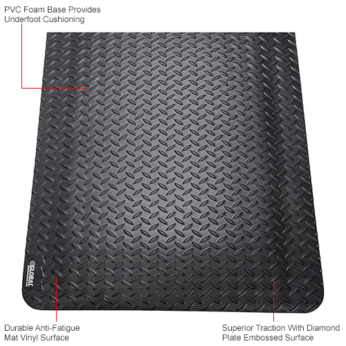 Diamond Plate Ergonomic Mat 15/16" Thick 48"x72" Black