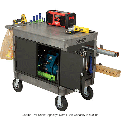Global Industrial™ Utility Cart w/2 Shelves & 8" Casters, 44"L x 251/2