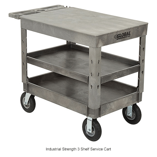 Global Industrial™ Flat Top Utility Cart w/3 Shelves, 44"L x 251/2"W x