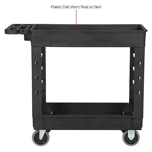 Global Industrial™ Utility Cart w/2 Shelves, 500 lb. Cap, 38"L x 171/2