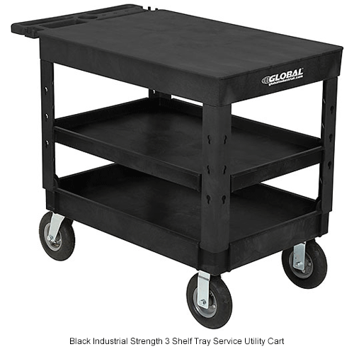 Global Industrial™ Flat Top Plastic Utility Cart, 3 Shelf, 44"Lx251/2