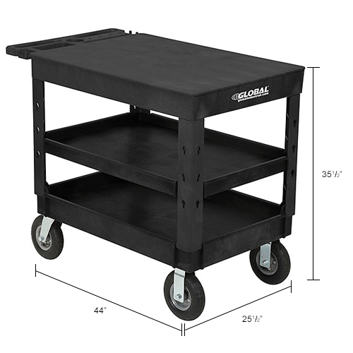 Global Industrial™ Flat Top Utility Cart w/3 Shelves, 44"L x 251/2"W x