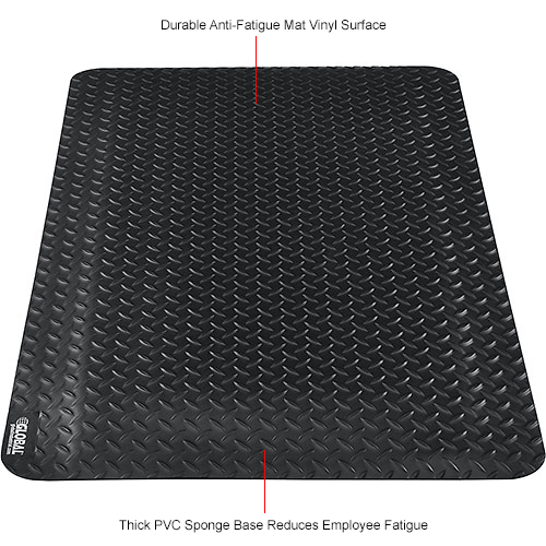 Global Industrial™ Diamond Plate Ergonomic Mat 15/16" Thick 2' x 4' Black