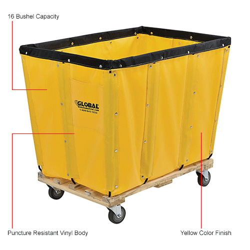Global Industrial™ KD, 16 Bushel, Yellow Vinyl Basket Bulk Truck