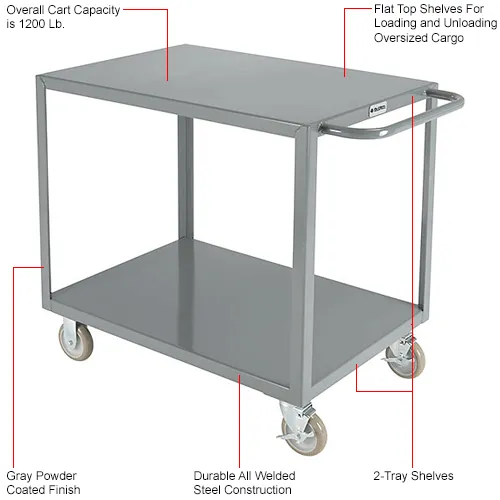 Global Industrial™ Steel Utility Cart w/ 2 Shelves, 1200 lb