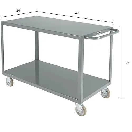 Global Industrial™ Service Cart w/2 Shelves, 1200 lb. Capacity, 48L x 30W  x 31H, Gray