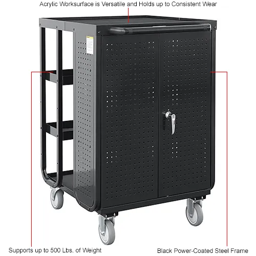 Global Industrial Steel Receiving Cart w/ 4 Shelves, 28L x 31W x 44H, Black