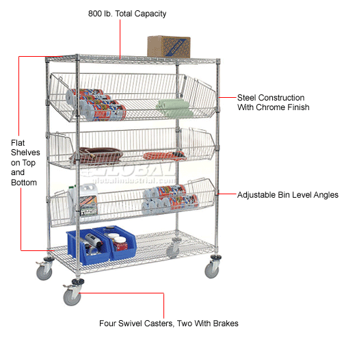 Wire Bin Racking Adjustable Mobile Wire Bin Rack - 48