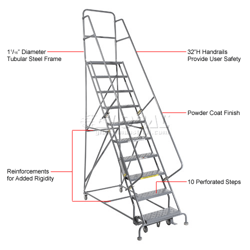 Perforated Step Steel Rolling Ladder