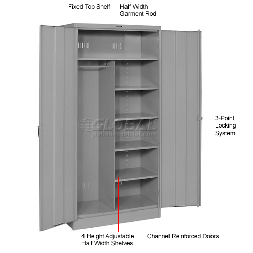 Tennsco Combination Metal Storage Cabinet 1472-MGY - 36x18x72 Medium Grey