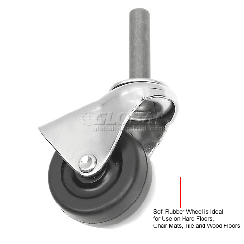 Hooded Type Series Chair Caster With Soft Rubber Wheel Stem Type B