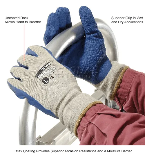 Coated Rubber Grip Gloves, Large