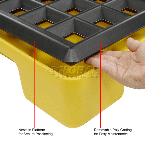 Eagle 1633 1 Drum Spill Containment Modular Platform Yellow with No Drain 921220