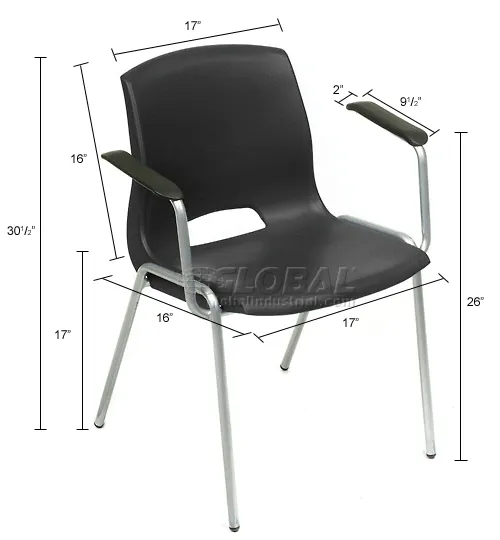Interion® Merion Collection Stacking Chair With Mid Back