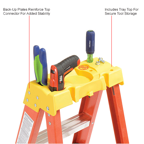 Werner 10' Fiberglass Step Ladder w/ Plastic Tool Tray 300 lb. Cap 6210