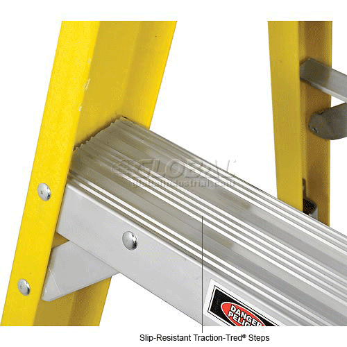 Werner 6' Fiberglass Step Ladder w/ Aluminum Tool Tray 375 lb. Cap