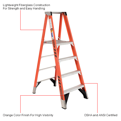 Werner 4' Fiberglass Platform Step Ladder 375 lb. Cap - P7404