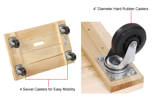 Global Industrial™ Hardwood Dolly with Solid Deck 36 x 24 1200 Lb. Capacity