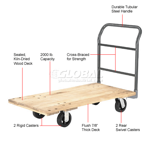Platform Trucks Wood Global Industrial™ Hardwood Deck Platform