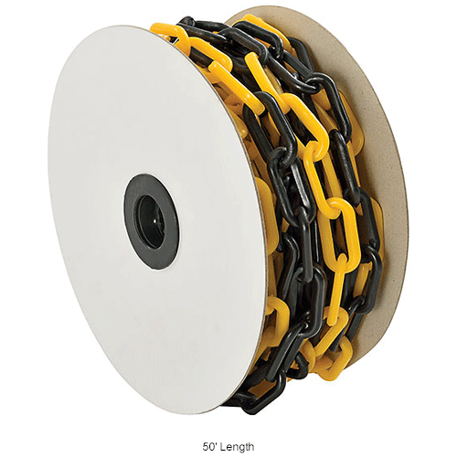 Global Industrial™ Plastic Chain Barrier, 11/2"x50'L, Yellow/Black 954112YB