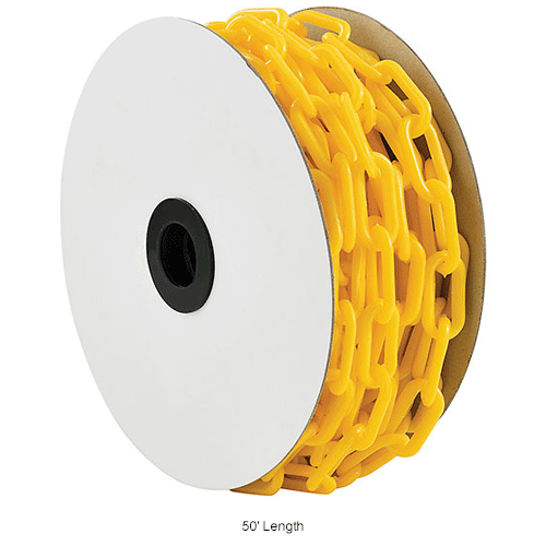 Global Industrial™ Plastic Chain Barrier, 11/2"x50'L, Yellow