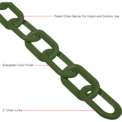 Global Industrial™ Plastic Chain Barrier, 2"x50'L, Evergreen