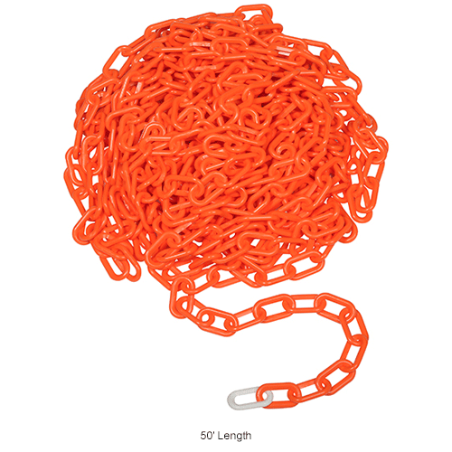 Global Industrial&#153; Plastic Chain Barrier, 2"x50'L, Safety Orange