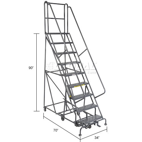 9 Step Steel Easy Turn Rolling Ladder - Standard Angle - KDED109246 ...