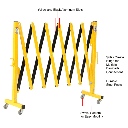 Global Industrial™ Portable Steel Barricade Gate With Casters | 955042 ...