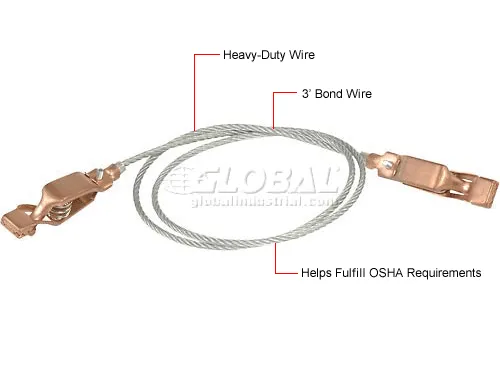 Wesco® Drum Bonding Wire 272033 - 3' Wire with 2 Alligator Clips