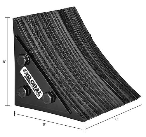 Durable Corporation Black Laminated Wheel Chock with 12 Attached Chain and Mounting 8 Length x 8 Width x 8 Height 