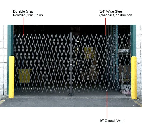 Global Industrial™ Double Folding Security Gate 16'W x 8'H