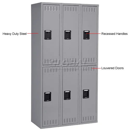 Tennsco® 2-Tier 6 Door Locker, Recessed Handle, 36