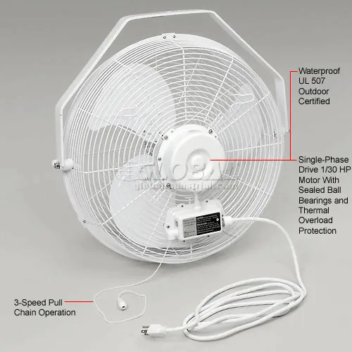 Indoor/Outdoor UL507 Certified Oscillating Wall Mount Fan - J&D