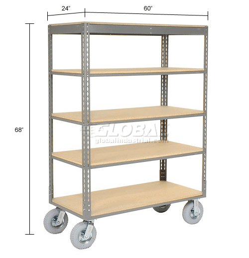 Global Industrial™ Easy Adjust Boltless 5 Shelf Truck 60x24 W/ Wood