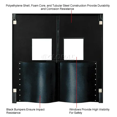 Chase Doors Extra HD Double Panel Traffic Door 6'W x 7'H Black