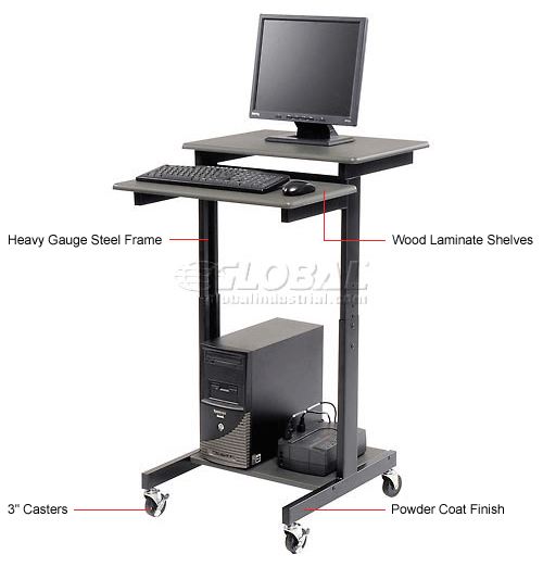 Luxor 3-Shelf Adjustable Height Presentation Workstation, 24