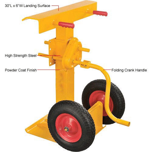 Global Industrial™, Hand Crank Trailer Stand, SemiPneumatic Wheels