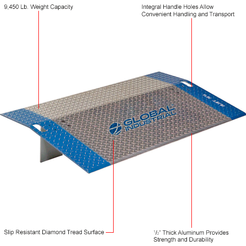 Global Industrial™ Heavy Duty Aluminum Dock Plate, 60"W x 30"L, 9450 Lb. Capacity